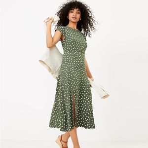 LOFT NWT Petite Brushstroke Flutter Sleeve Midi Dress